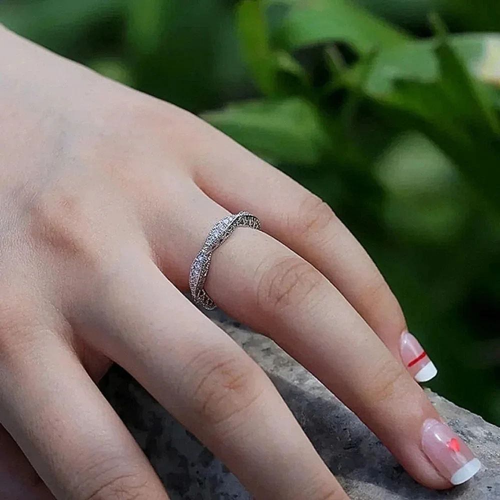 NEW Women's Gold Plated Silver Eternity Simulated Diamond Band Ring‎ Sz 10